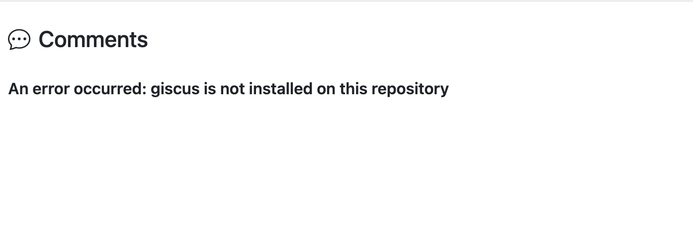 La section Commentaires d'un article publié affichant le texte "An error occurred: giscus is not installed on this repository" là où devrait se trouver la zone de commentaire
